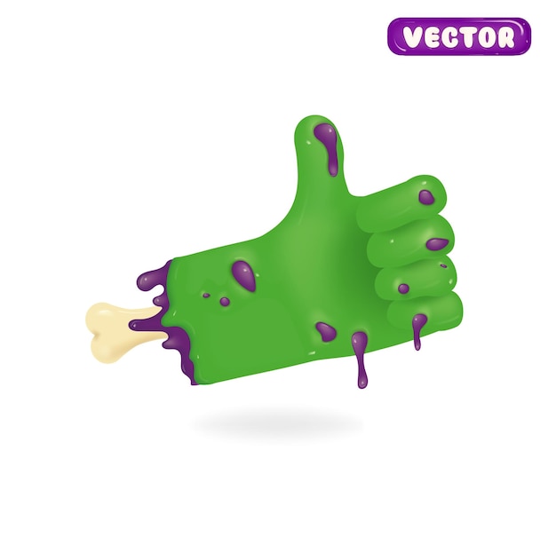 Zombie Hand 3d Daumen nach oben Geste Zombie-Konzept Halloween Vektor-Illustration