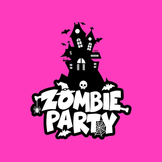 Zombie-party-typografie-design-vektor