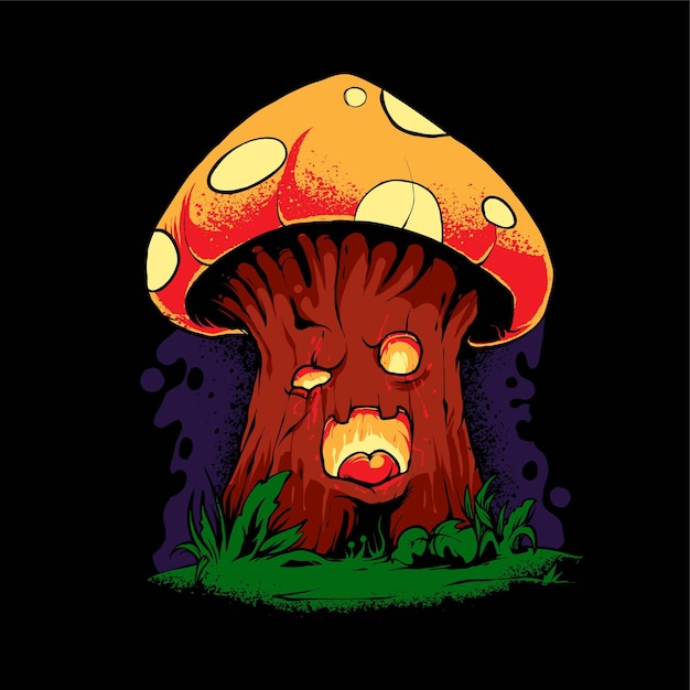 Zombie-Pilz-Illustration, perfekt für T-Shirt, Bekleidung oder Merchandise-Design