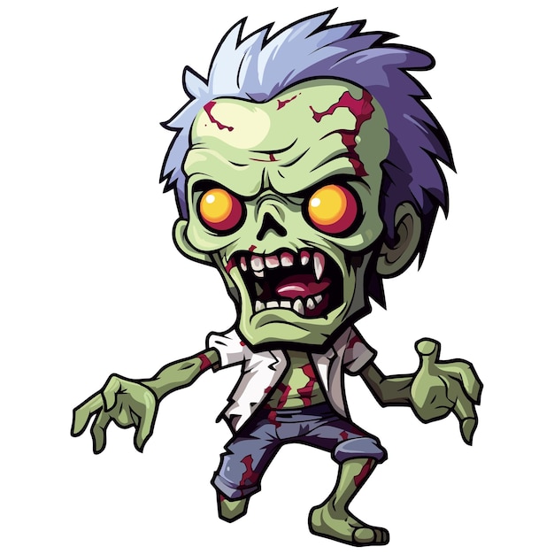 Vektor zombiecartoon ein eingängiger name, der die wörter zombie und cartoon kombiniert, um die