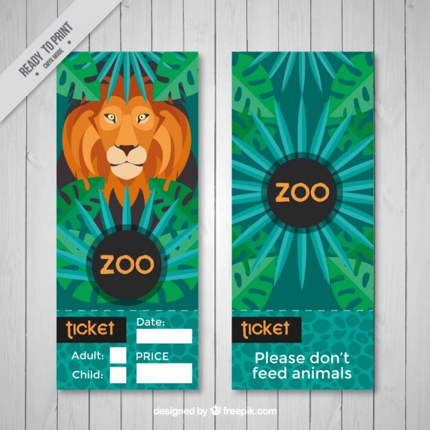 Vektor zoo banner mit pflanzen und löwe