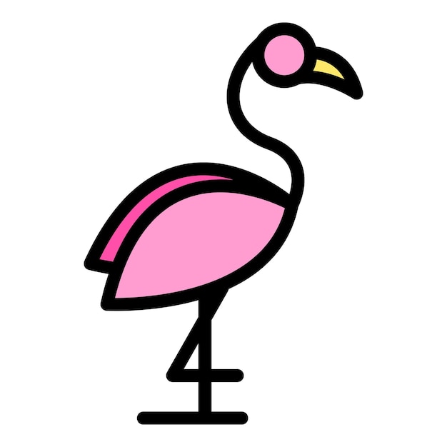 Zoo-Flamingo-Symbol Umriss des Zoo-Flamingo-Vektorsymbols für Webdesign isoliert auf weißem, flachem Hintergrund