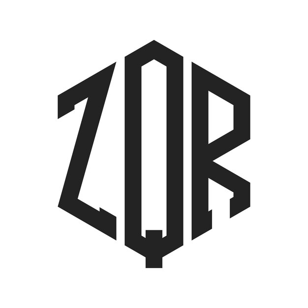 ZQR Logo Design Initial Letter ZQR Monogram Logo mit Hexagonform