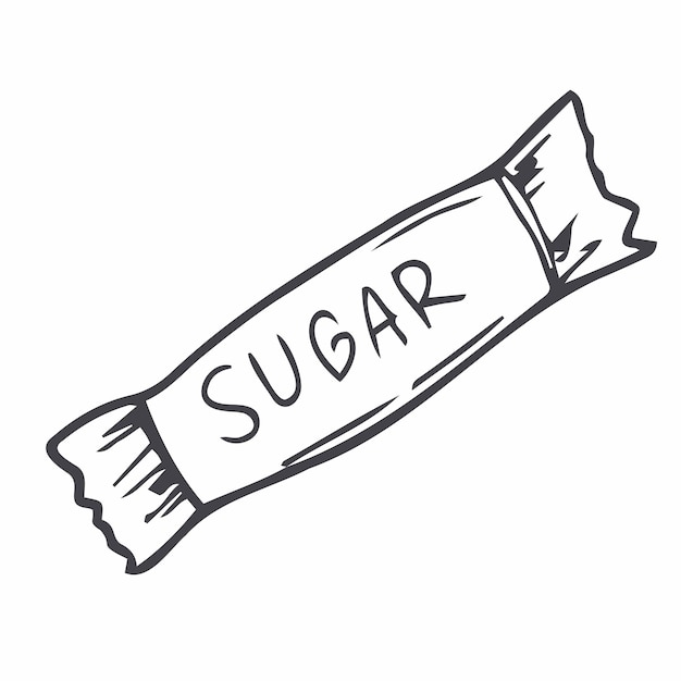Vektor zuckerbeutel für café-konzept vektor illustration handzeichnung doodle lineares symbol zeichen symbol