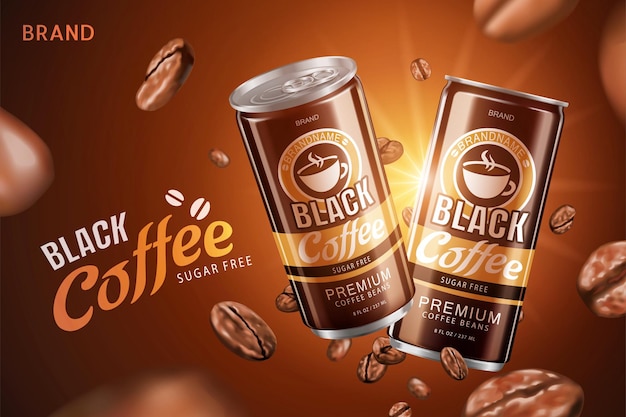 Vektor zuckerfreie schwarze kaffeedose