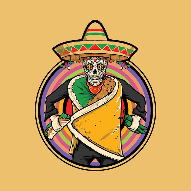 Zuckerschädel-taco-logo-illustration