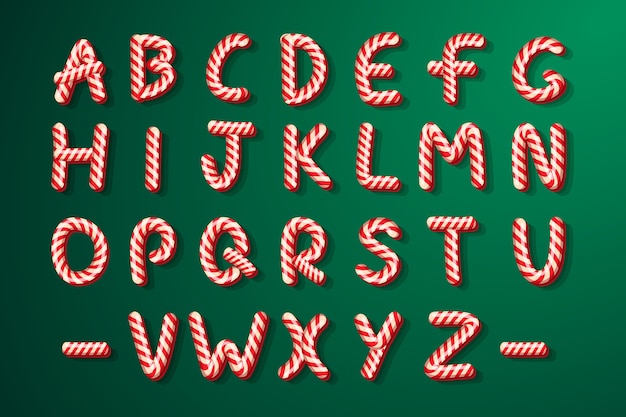 Zuckerstangen-weihnachtsalphabet-süßigkeitsbuchstaben für feiertag