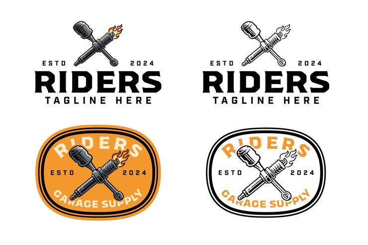 Vektor zündkerze mit gekreuztem kolben und umriss logo design für garage automobil motorrad