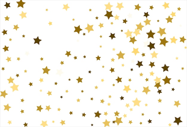 Zufällig fallende goldene Sterne auf weißem Hintergrund Glitzermuster für Banner-Grußkarte Weihnachts- und Neujahrskarte Einladung Postkarte Papierverpackung
