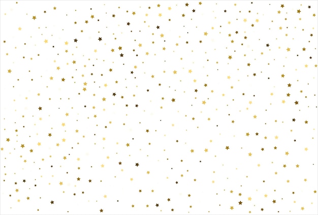 Zufällig fallende goldene Sterne auf weißem Hintergrund Glitzermuster für Banner-Grußkarte Weihnachts- und Neujahrskarte Einladung Postkarte Papierverpackung