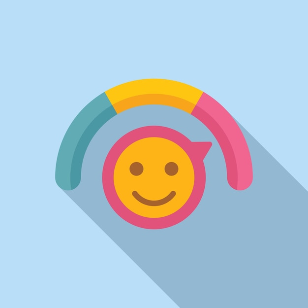 Zufriedenheits-Emoji-Ebene-Symbol flacher Vektor Benutzerrangmeter