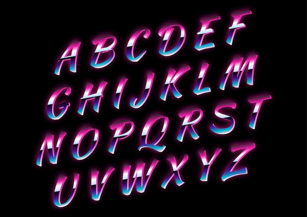 Zukünftige retro script alphabets set