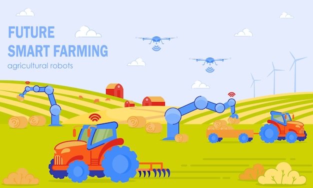 Zukünftige smart farming agrarroboter flach.