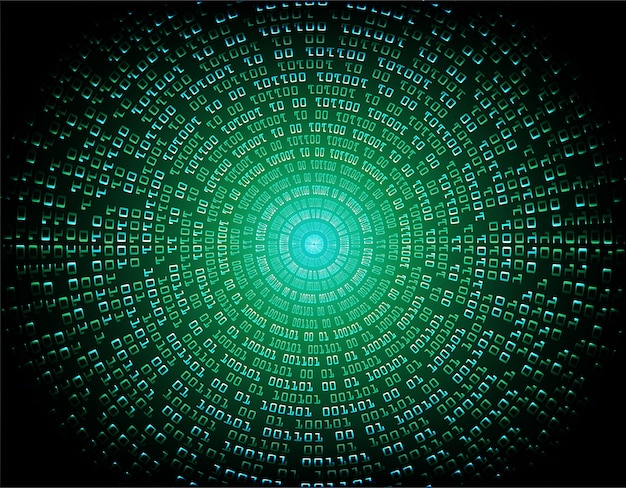 Zukünftige Technologie der Kreisbinär-Leiterplatte, grüner Cybersicherheits-Konzepthintergrund