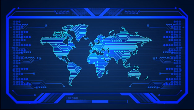 Zukunftstechnologie der binären Leiterplatte, Hintergrund des Cyber-Sicherheitskonzepts der blauen Welt