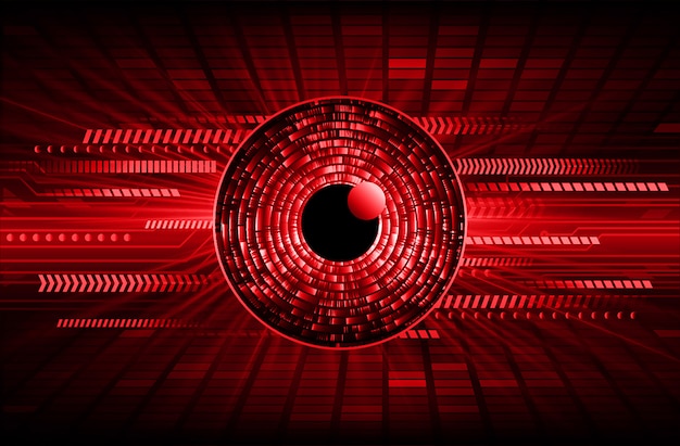Zukunftstechnologie-konzepthintergrund der roten augen cyber-schaltung