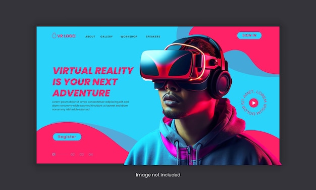 Zukunftstechnologie Website Landing Page ui ux Design oder Virtual Reality 3D-Spiel-Ausbildungsworkshop