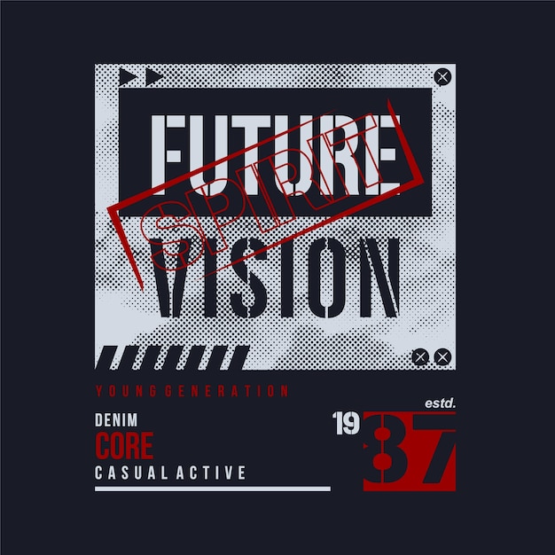 Zukunftsvision sportliches T-Shirt mit grafischem Vektordruck im jungen Stil