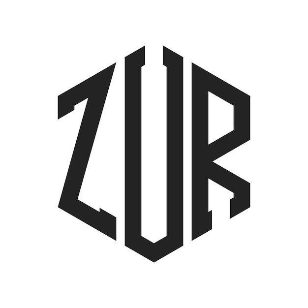 ZUR-Logo-Design Anfangsbuchstaben ZUR-Monogramm-Logo in sechseckiger Form