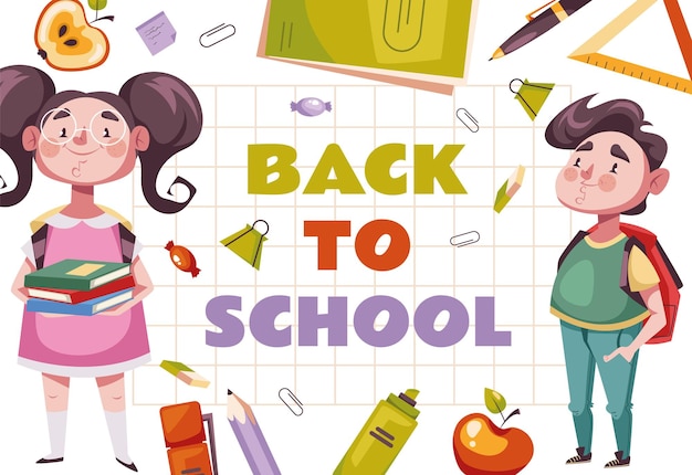 Zurück zur Schulbildung Student Banner Poster Konzept isoliert Gestaltungselement Illustration