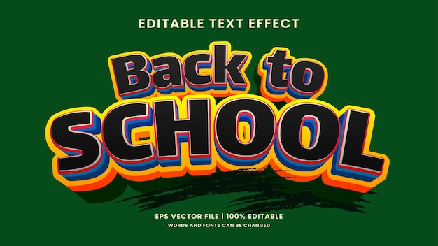 Zurück zur Schule 3D-bearbeitbare Texteffekte