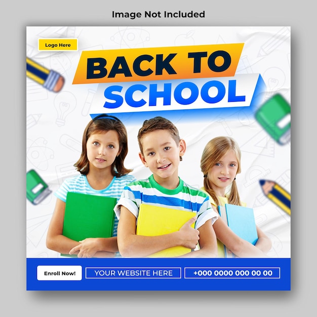 Zurück zur Schule Anzeigen Social Media Post Vorlage Design