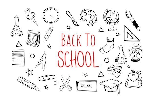 Zurück zur Schule und Lernikonen