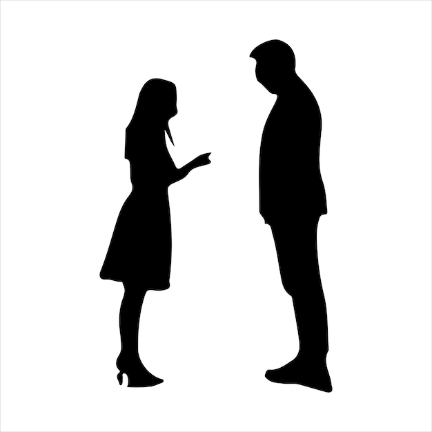Zusammen in Schatten liebt Stille Bond Silhouette schwarzer Farbvektor