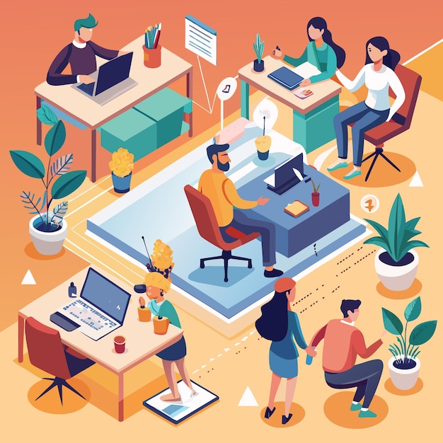 Zusammenarbeit im Team Moderne Büroangestellte engagieren sich in der kreativen Problemlösung