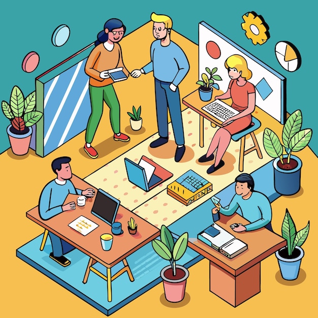Zusammenarbeit im Team Moderne Büroangestellte engagieren sich in der kreativen Problemlösung