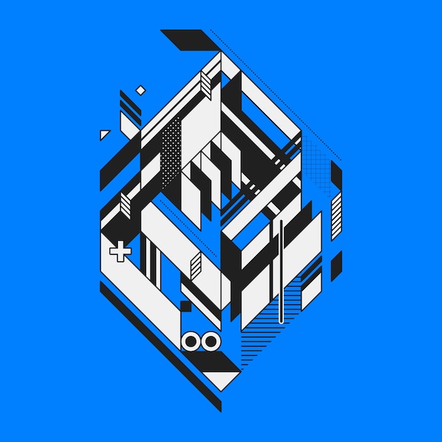 Zusammenfassung geometrischen Element auf blauem Hintergrund. Stil des Futurismus und Konstruktivismus. Nützlich als Drucke oder Plakate.