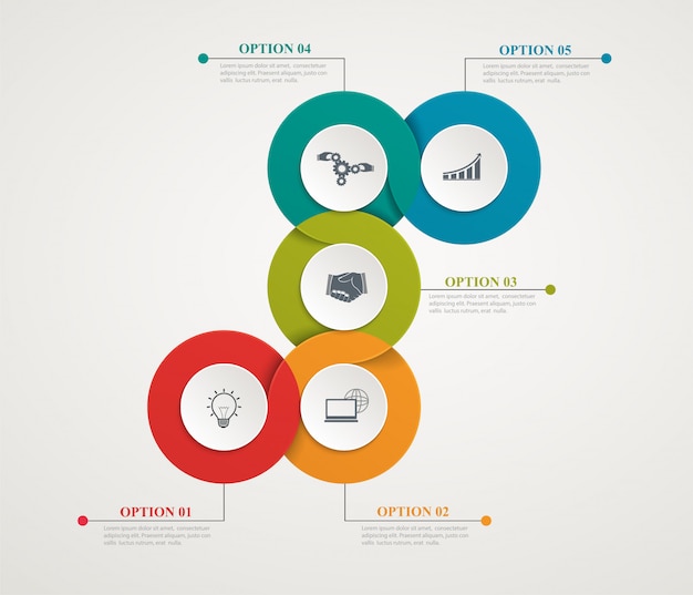 Zusammenfassung kreist die teile ein, die mit schrittweiser struktur infographic sind. vorlagendiagramme, präsentation und diagramm