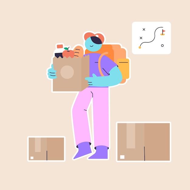 Zusteller Tragen Sie das Paket