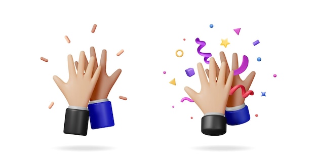 Zwei 3D-Rendered-Hände High-Fiving Erfolg im Geschäft Feier des Sieges-Teams