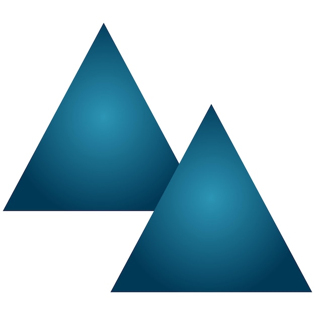 Zwei blaue dreiecke mit farbverlauf