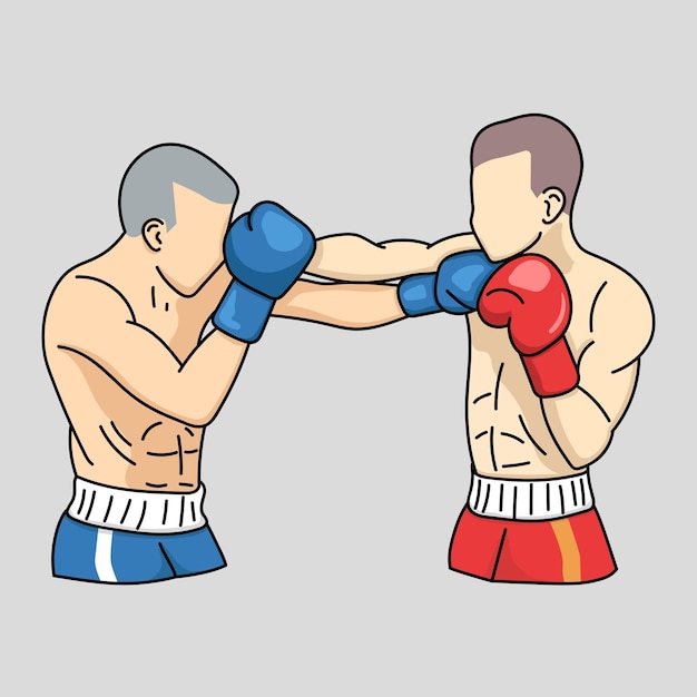 Zwei Boxer in einer Kampfposition