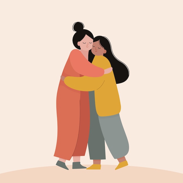 Zwei Frauen, die sich umarmen, symbolisieren Freundschaft und Zuneigung