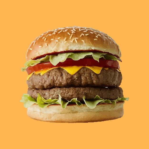 Vektor zwei hamburger mit gelbem hintergrund