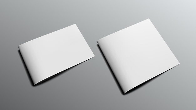 Vektor zwei leere broschüren oder zeitschriften im querformat auf grau