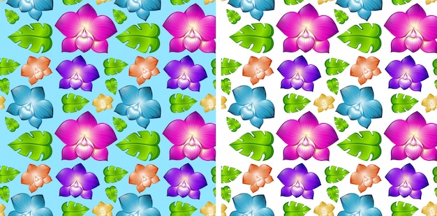 Zwei nahtlose hintergründe mit bunten blumen