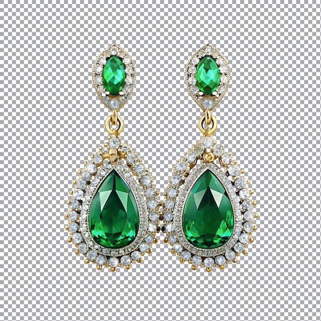 Zwei Ohrringe mit Diamanten auf durchsichtigem Hintergrund