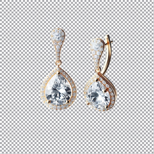 Zwei Ohrringe mit Diamanten auf durchsichtigem Hintergrund