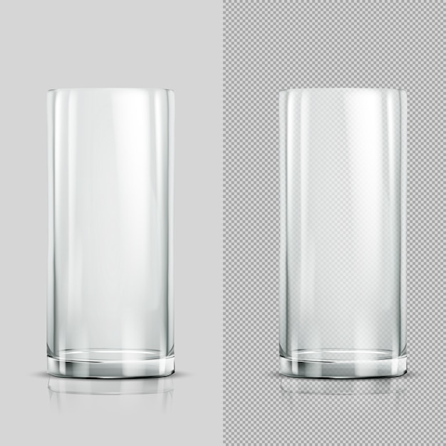 Vektor zwei realistische transparente hohe glas.