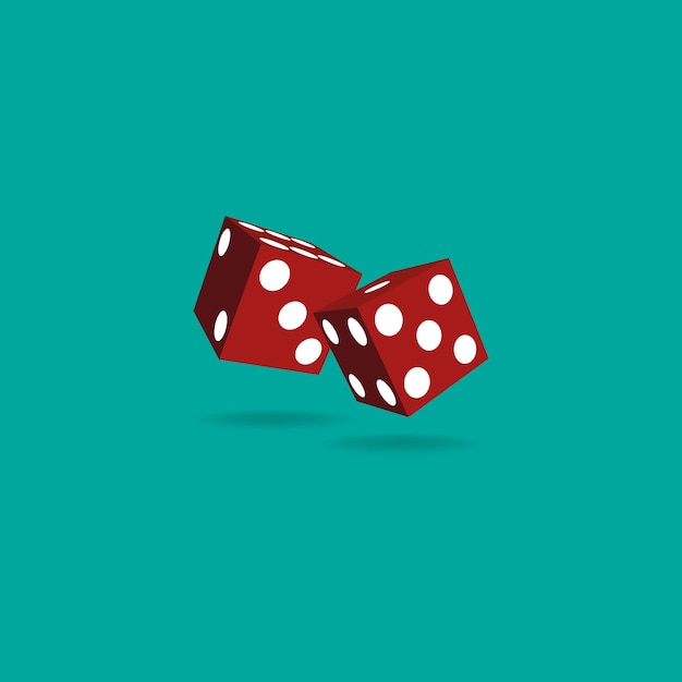 zwei rollende rote Casino-Würfel isolierte Vektor