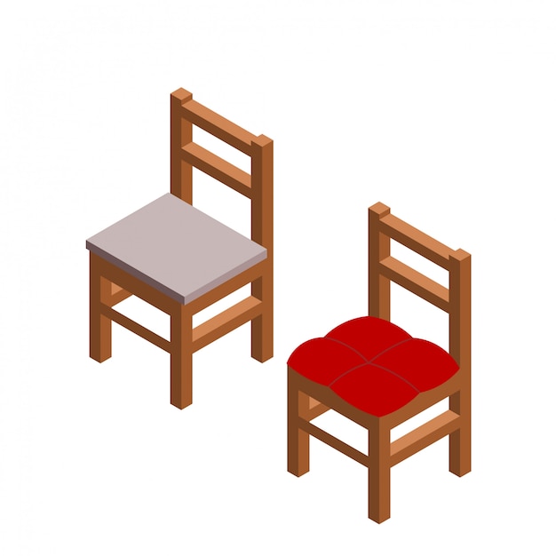 Zwei Stühle im isometrischen Stil