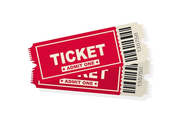 Zwei-vektor-ticket isoliert isoliert auf weißem hintergrund vorlage der ticketkarte eintrittskarte für die veranstaltung vektor-ticket-vorlagen auf konzert-kino-theater-play-party-festival