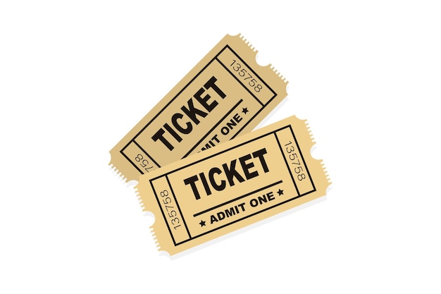 Zwei-Vektor-Ticket isoliert isoliert auf weißem Hintergrund Vorlage der Ticketkarte Eintrittskarte für die Veranstaltung Vektor-Ticket-Vorlagen auf Konzert-Kino-Theater-Play-Party-Festival