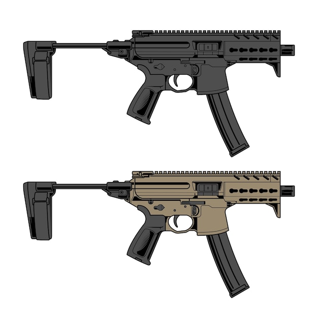 zwei versionen des sig mcx gun design sind grau und braungrau