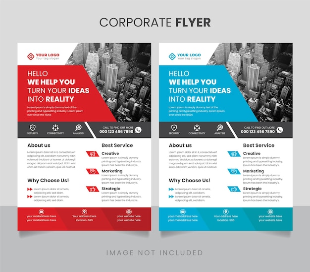 Zweifarbige corporate-business-flyer-vorlage im a4-format