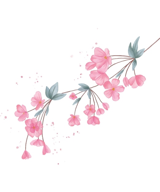 Vektor zweig der blühenden sakura mit blumen, kirschblüte. blumendekoration